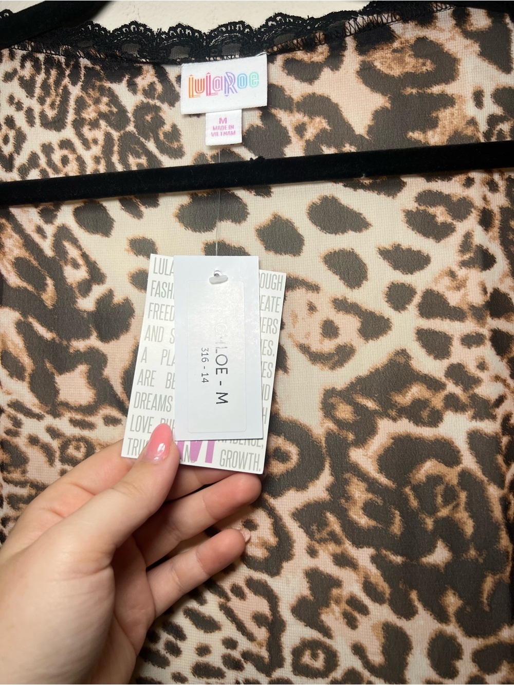 LuLaRoe Chloe Sheer Leopard Bohemian Overlay- Brown, Black - Picture 3 of 6
